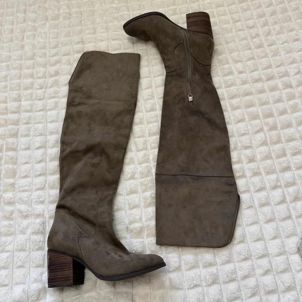 Banana Republic 8 Green Suede Over the Knee‎ Boots ~ Boho Festival Western